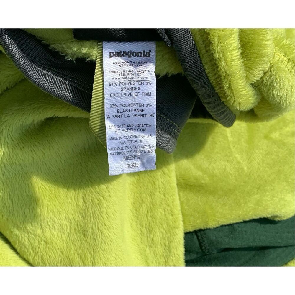 Patagonia R2 Bright Green Full Zip high pile FUZZY FLEECE Jacket Coat Men’s XXL - Picture 5 of 6